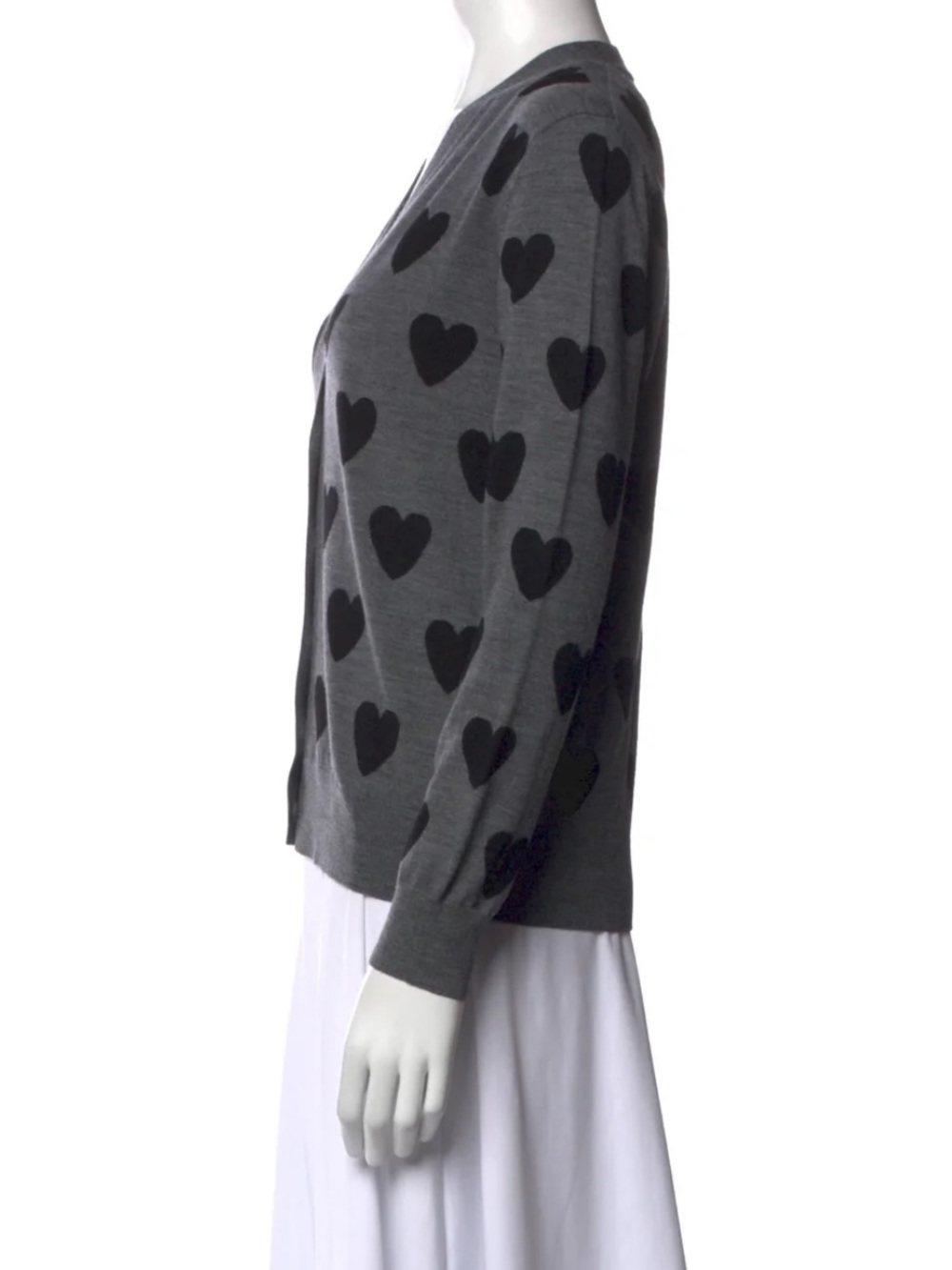 Burberry Merino Wool Graphic Print Heart Sweater Cardigan s - Picture 2 of 8